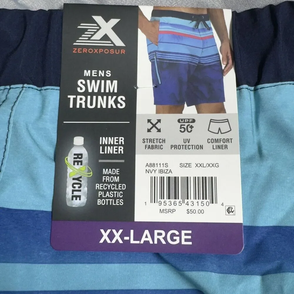 ZeroXposur Men's UPF 50+ Quick Dry Swim Trunks Navy Ibiza Size XXL - Picture 7 of 8